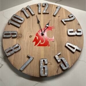 $130 Custom Created 18" WSU Working Wood Clock Vinyl Team Logo